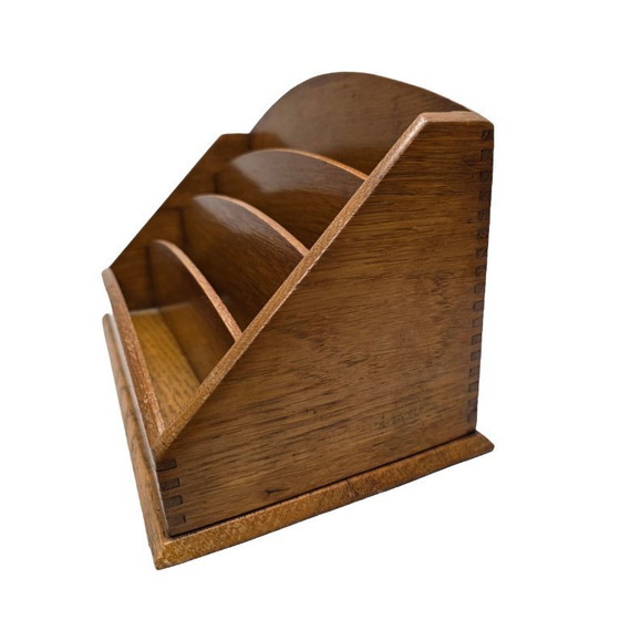 Image 1 of Portalettere Art Déco francese in quercia con marchio JPA, anni '30