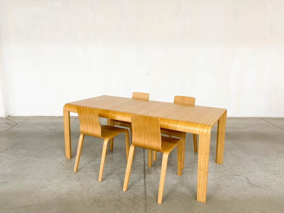 Image 1 of Bamboo Dining Set Table and Chairs by Henrik Tjaerby for Artek Studio, Set of 5