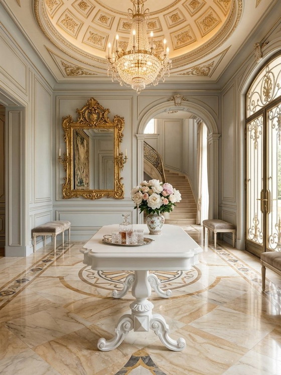 Image 1 of Louis Philippe walnut coffee table, 19th century, white lacquer
