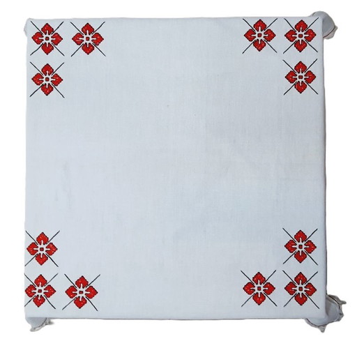 Vintage quadratische handbestickte Tischdecke 72 x 72 cm