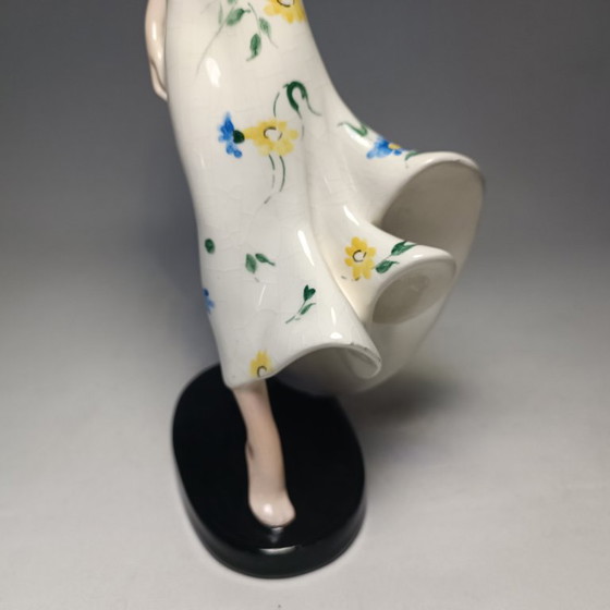 Goldscheider - Claire Weiss - Skulptur, Art Deco Dame im langen Kleid - 28,5 cm - Porzellan (photo 24 of 35)