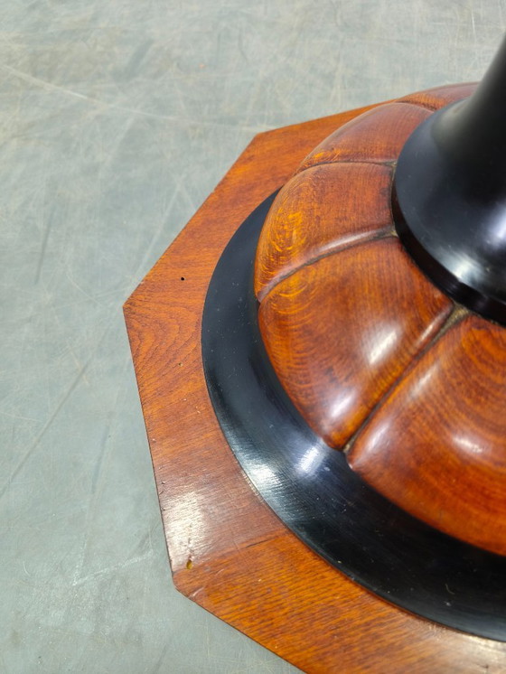 Image 1 of Lampadaire Art Déco italien avec table d'appoint, bois et métal, années 1940