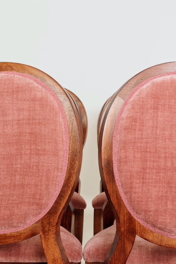 Image 1 of Ensemble de 6 chaises de salle à manger vintage en rose indienne