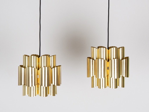 Paar von 2 dänischen Vintage-Pendelleuchten von Werner Schou, 1960er Jahre