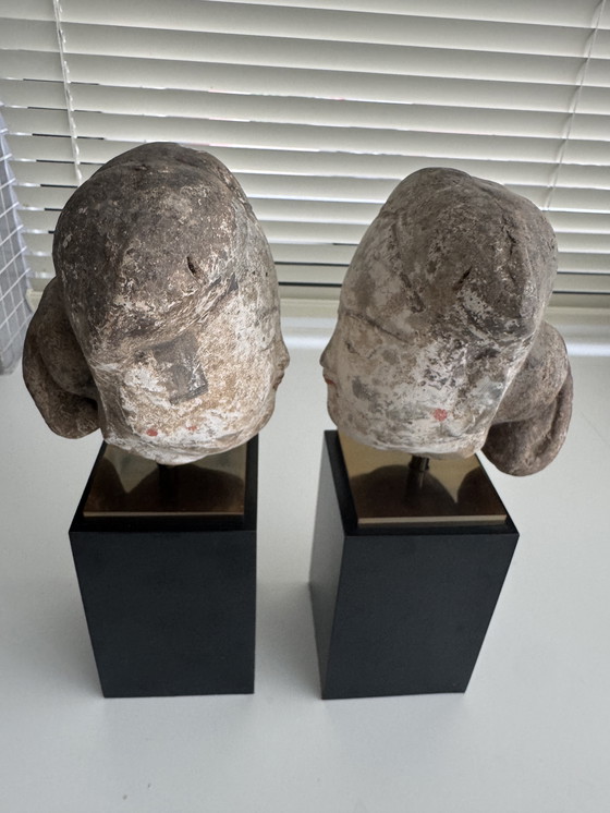 Image 1 of Testa di dama di corte in ceramica dipinta cinese 2x