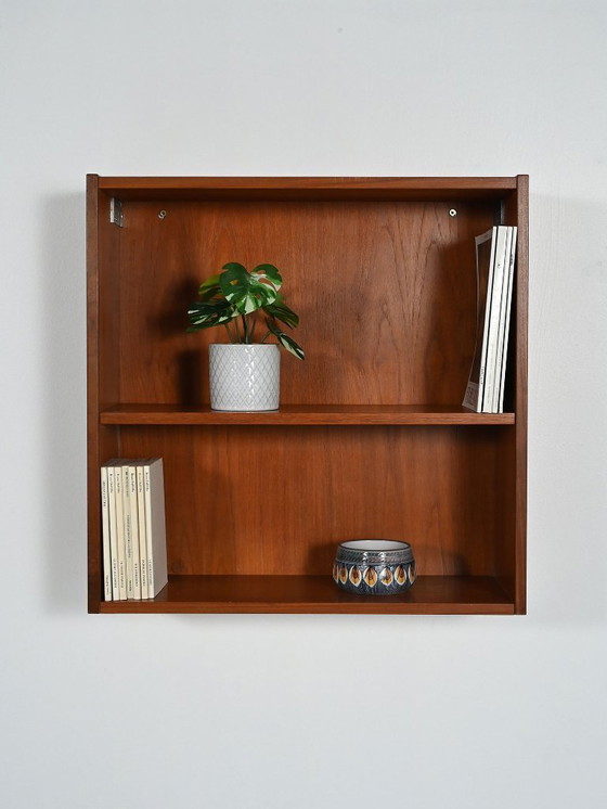 Image 1 of Wall-mounted Scandinavian teak shelf