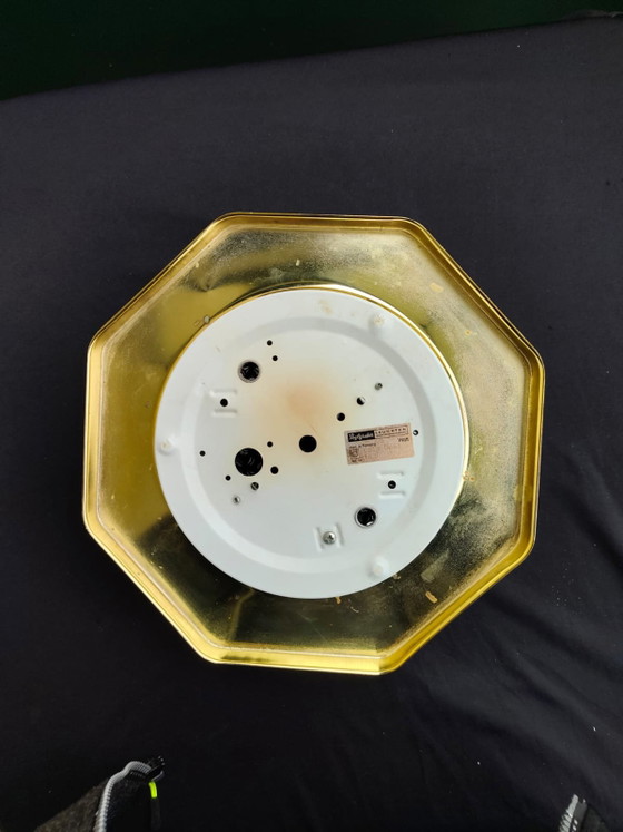 Image 1 of Plafonnier design milieu du siècle – Verre dépoli et laiton – Années 1960/70