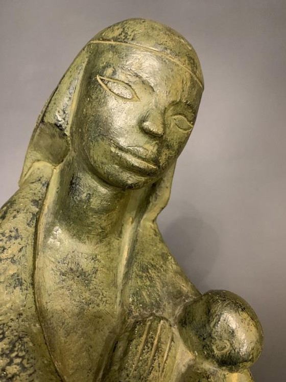 Paul Baeke, Femme et Enfant Maternité Moderniste Art Déco, 1958, Béton – Sculptures, Stone, Art Deco (photo 7 of 10)