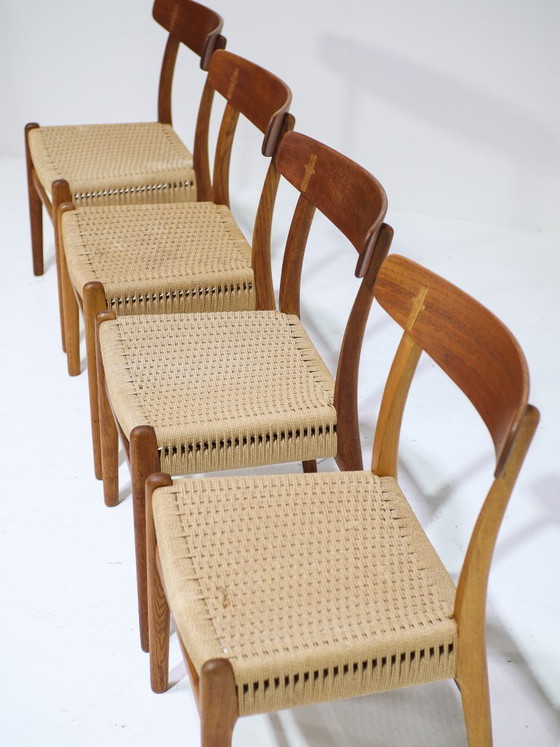 Image 1 of 4x Eetkamerstoelen Hans Wegner CH23 Carl Hansen teak eiken 1950s