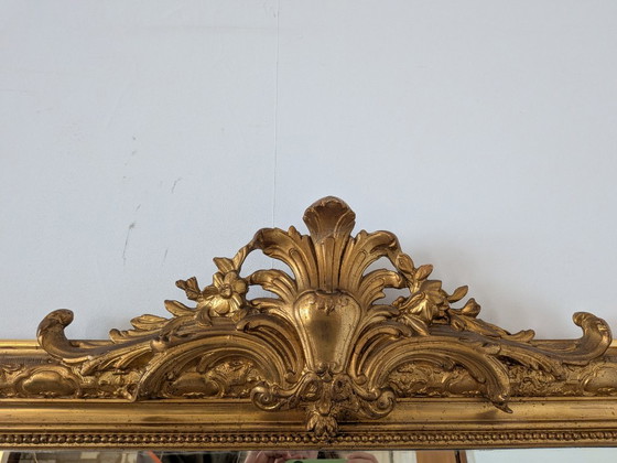 Indrukwekkende Franse haardspiegel (Napoleon III) – Glass, Wood (photo 3 of 5)