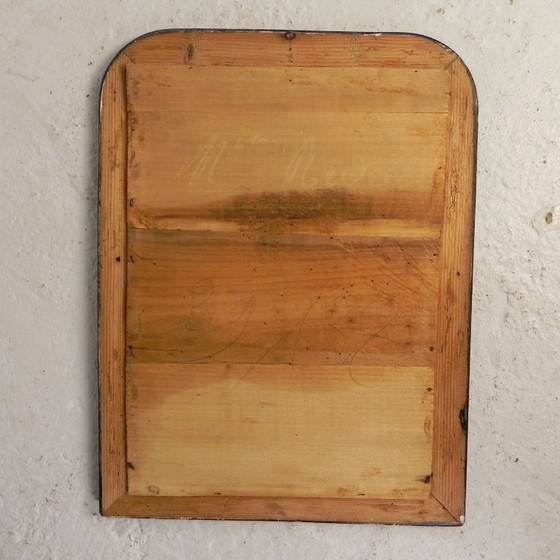 Louis Philippe mirror in faux burr walnut frame, 1917, Wood, Glass, Black, Klassiek (photo 9 of 9)