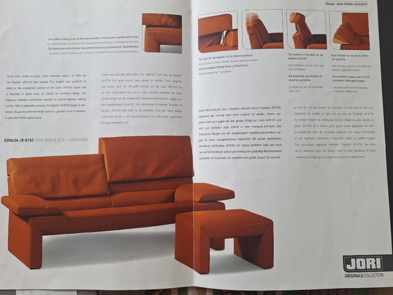 Image 1 of Divano di design in pelle Jori Espanda, composto da 2 posti e mezzo e poggiapiedi.