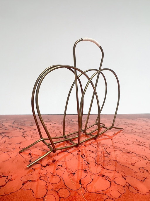 Vintage brass magazine rack, 1960's