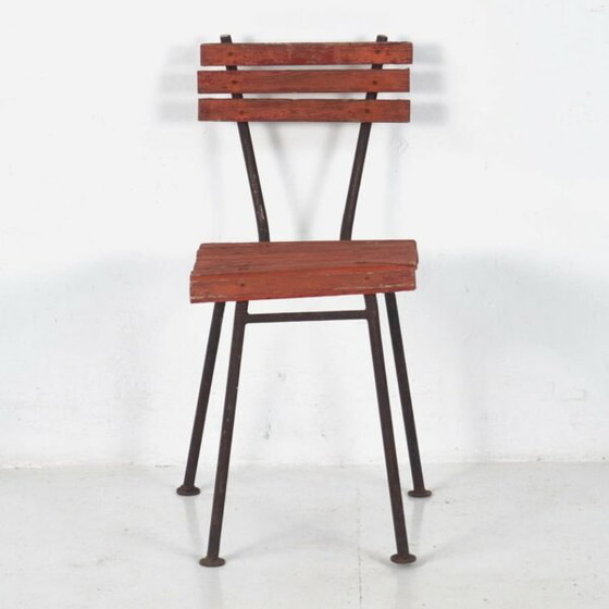 Set of antique red garden chairs (c.1920). Set of 4 pieces – Wood, Metal, Vintage (photo 11 of 15)