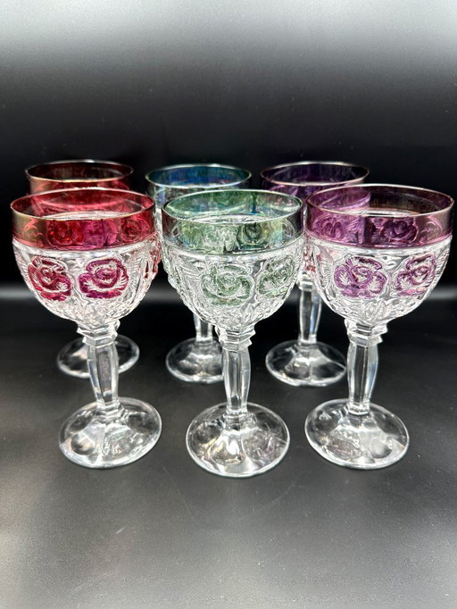 Copas de vino de cristal de plomo, Alemania, década de 1960, Anna Hütte