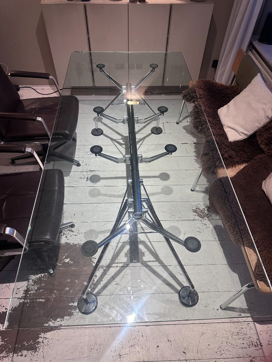 Image 1 of Table de travail Nomos Tecno — verre/chrome — 220×100 cm