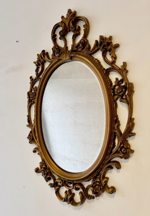 Baroque Style Oval Gold Mirror by Roberta Wood