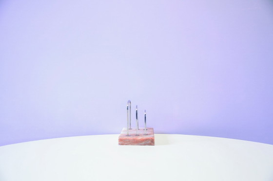 Pink Marble Letter Holder Chrome Brackets – Decorative Objects (photo 3 of 5)