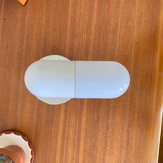 Image 1 of Applique tubolare in vetro bianco e acciaio inossidabile degli anni '80