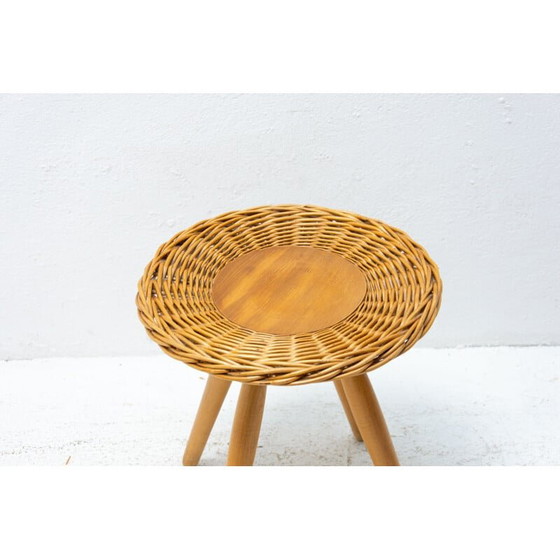 Image 1 of Vintage rattan stool by Jan Kalous for ÚLUV, Czechoslovakia 1960s