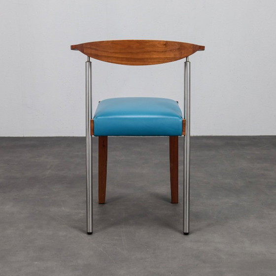 Image 1 of Set of 4 Postmodern Leather Dining Chairs, Italy, 1990s