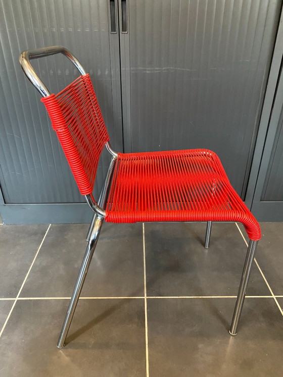 Vintage 1960 red chrome scoubidou or spaghetti chair – Dining chairs, Plastic (photo 6 of 20)