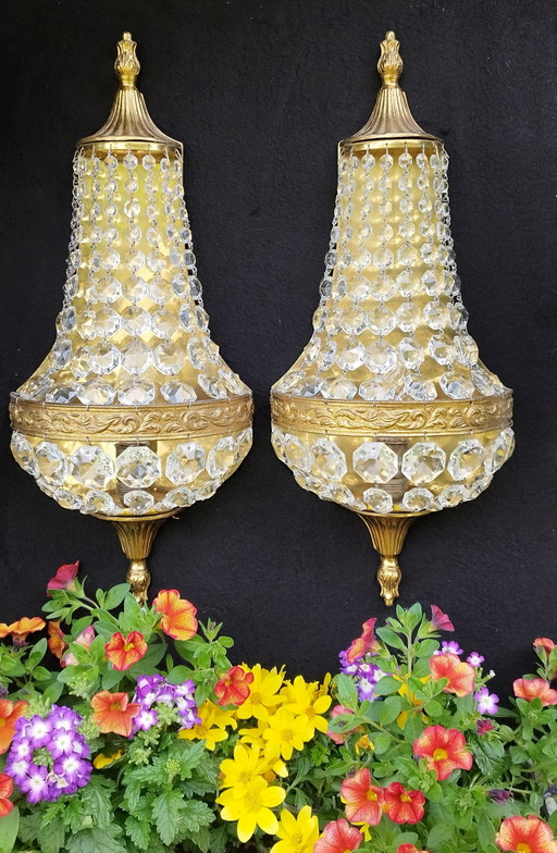 A pair of old crystal sconces ca 1960
