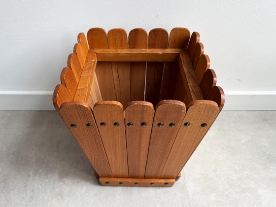 1x Vierkante Vintage Papierbak / Prullenbak Van Hout – Decoratie, Metal, Wood (photo 5 of 9)