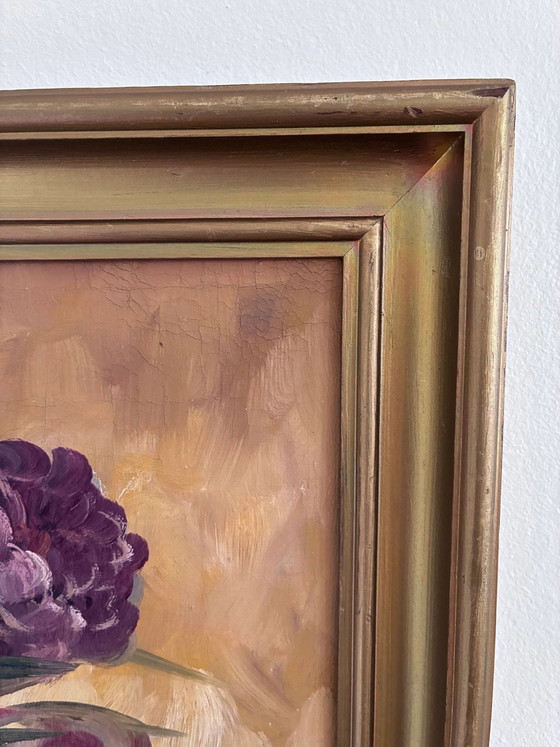 Image 1 of Vintage original floral oil painting, Signed flower art