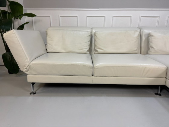 Image 1 of Brühl Moule hoekbank leren bank wit slaapfunctie