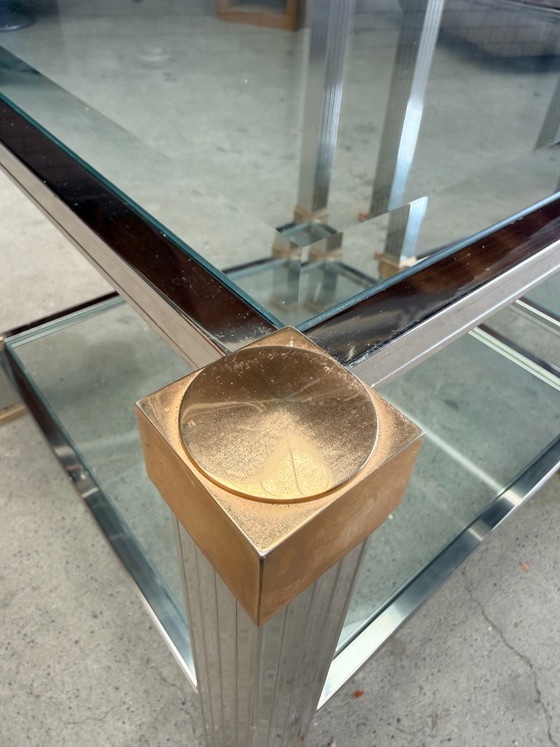 Vintage Pierre Andel Paris Coffee Table (stock: 2) – Pierre Vandel, Glass, Metal (photo 5 of 8)