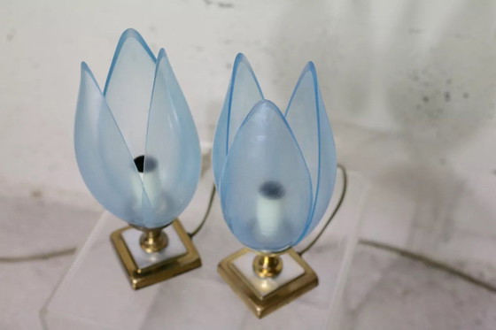 Image 1 of 2x Blue Lamps Published by Rougier