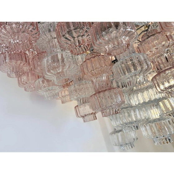 Image 1 of Romantic Venetian Pink "Rigadin Manubri" Murano Glass Chandelier in Venini Style