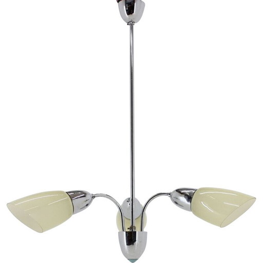 Vintage glass and metal chandelier, Czechoslovakia 1970