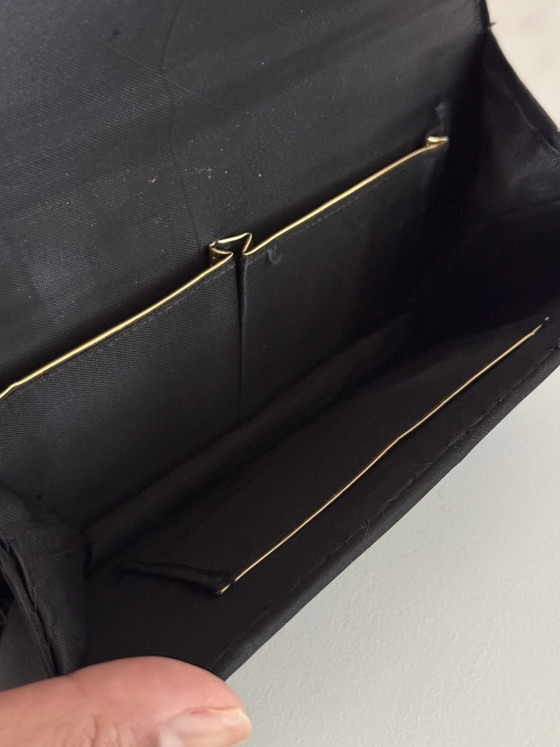 Image 1 of Fluwelen clutch met borduursels en steentjes, avondtasje met handvatten