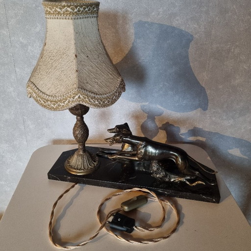 Art Deco desk lamp in regula with greyhounds