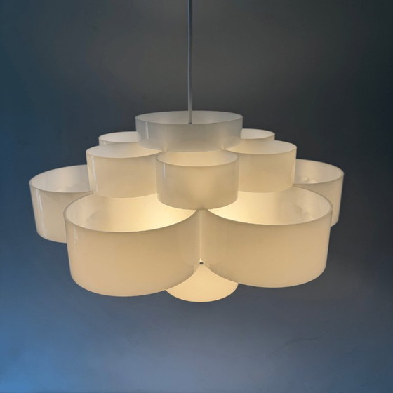 Image 1 of Lampada a sospensione Space Age in plexiglass - Bianca - Cerchi