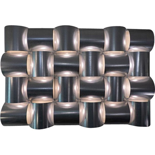 Panel de lámpara de pared modular de aluminio vintage, Bélgica