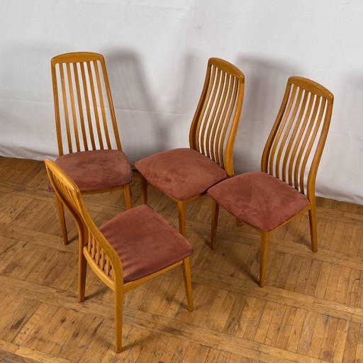 Ensemble de 4 chaises de salle à manger danoises en teck de Schou Andersen, 1970 - Tapissées Moderne du milieu du siècle