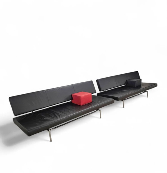 Martin Visser BR 02.7 / Slaapbank / 't Spectrum / Jaren 80 / Zwart leer / Rood kussen – Slaapbanken, Leather (photo 9 of 13)