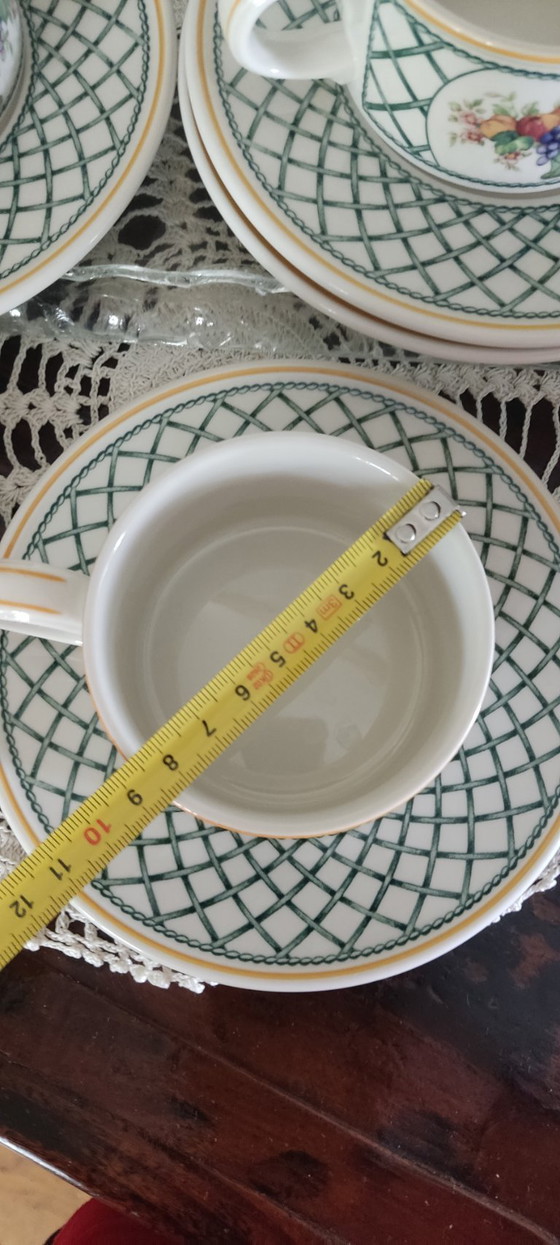 Image 1 of Villeroy & Boch "Basket" Tea Cups Set of 6 – Vintage 1970s/80s – Glass-Porcelain