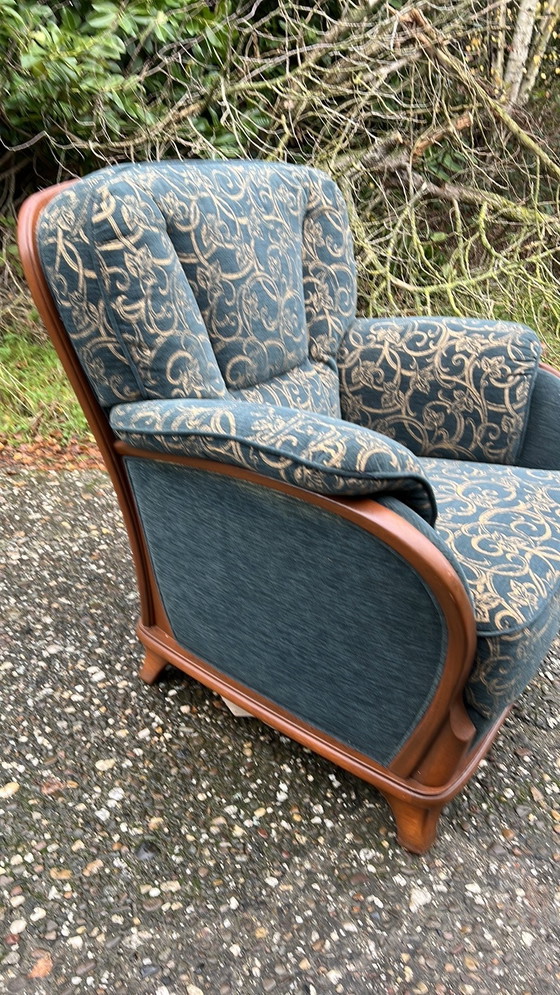 Image 1 of Banco Jugendstil kersenhouten con 2 fauteuils 