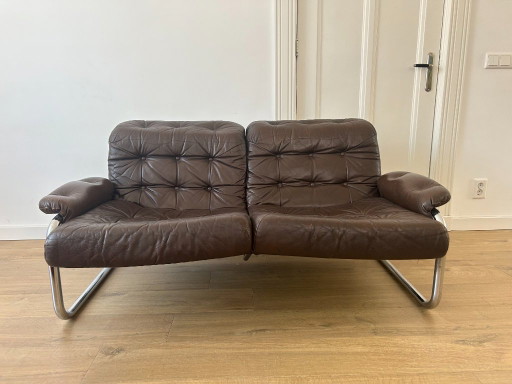 Johan Bertil Borkum Sofa 1970s for IKEA – banken, Leather, Metal
