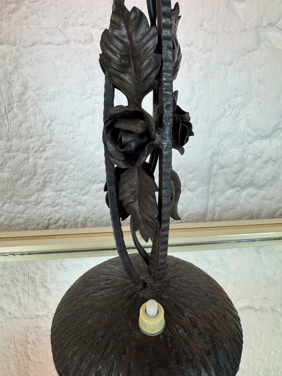 Image 1 of Art Deco tulip wrought iron lamp