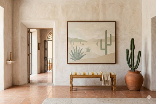 Vintage-Bank, rustikal, Eichenholz, Lin-Stoffe