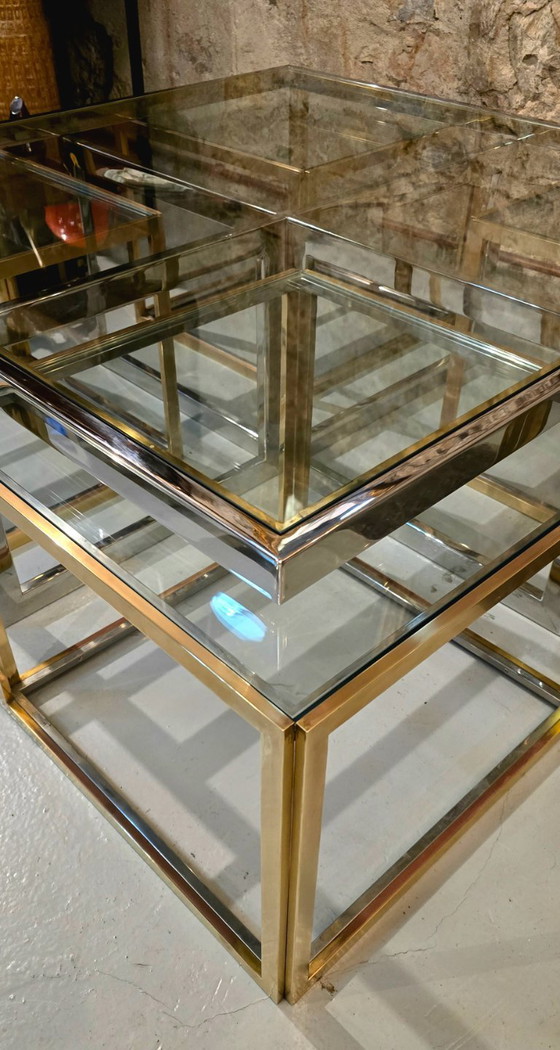 Image 1 of Table basse avec quatre tables gigognes, Maison Charles, France, vers 1970