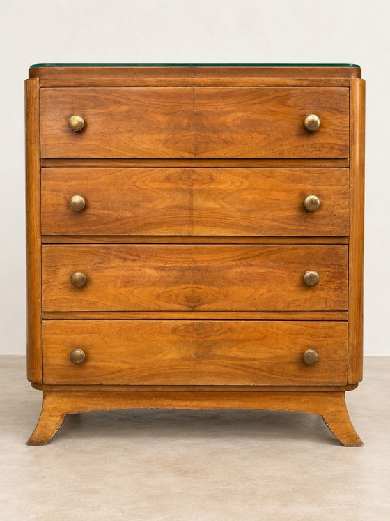 Walnut Art Deco Chest of drawers 50s vintage/retro, Wood, Brown (photo 2 of 9)