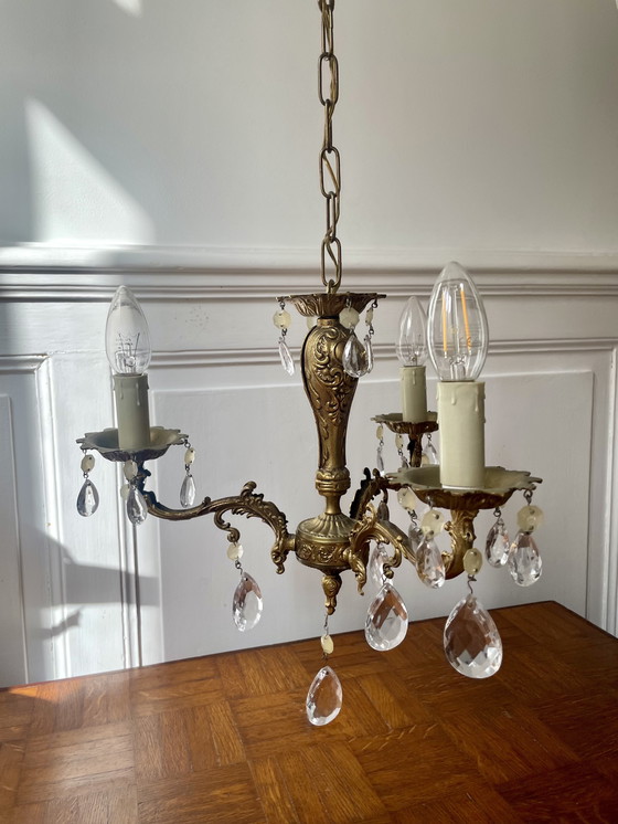 Image 1 of Lampadario a 3 bracci con nappe in ottone