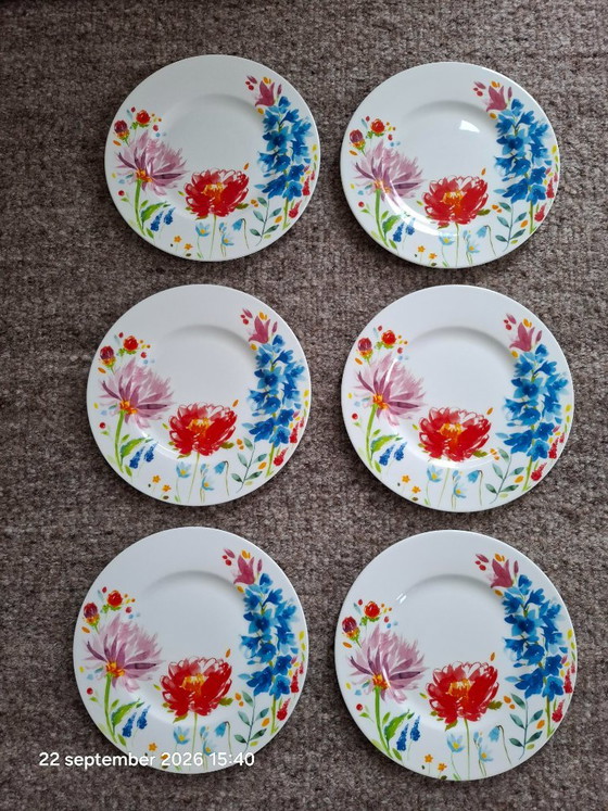 6 assiettes à déjeuner Villeroy & Boch Anmut Flowers, Vaisselle, Porcelaine, Multicolore (photo 5 sur 6)