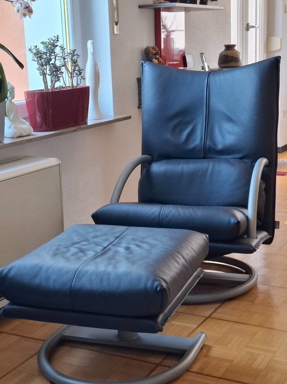 Rolf Benz BMP 418 Torino Lounge Set - Pelle Nera (Divano 3 posti, Poltrona & Pouf) – Sofà, Leather (photo 4 of 6)